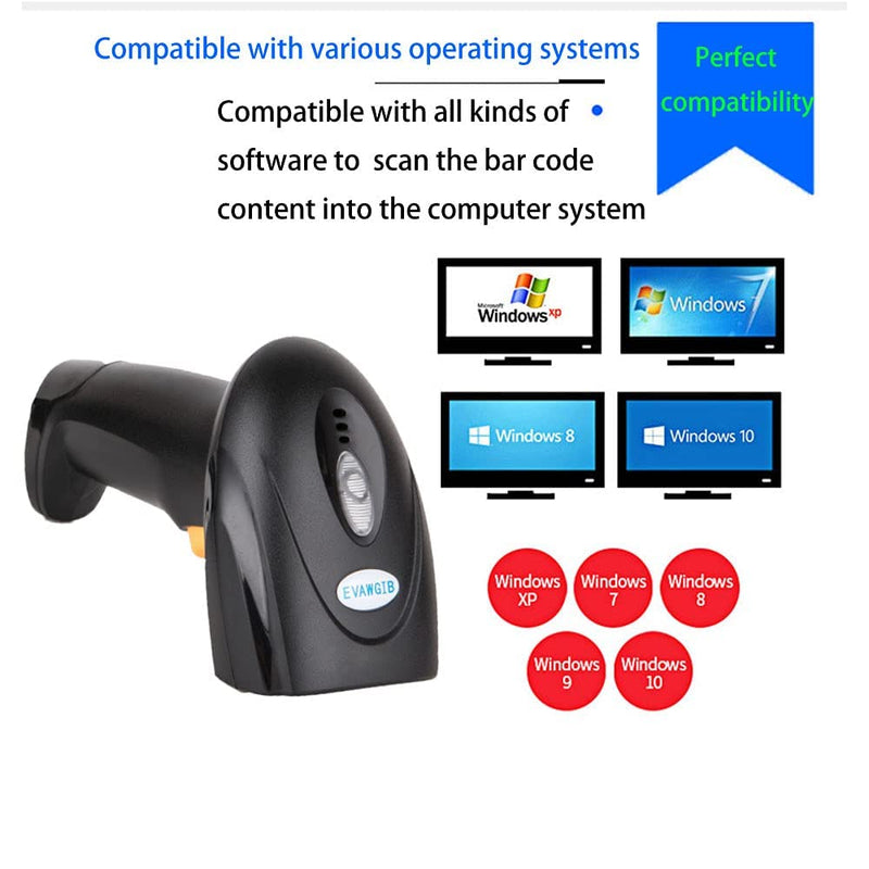 [Australia - AusPower] - EVAWGIB Cheapest 1D 2D Wired Barcode Scanner for Surpemarket EV-B208 2D Bluetooth Wireless Barcode Scanners for Android iOS Pad PC 2.4GHz Wireless 328ft. Transmission Distance Bar Code Scanners 