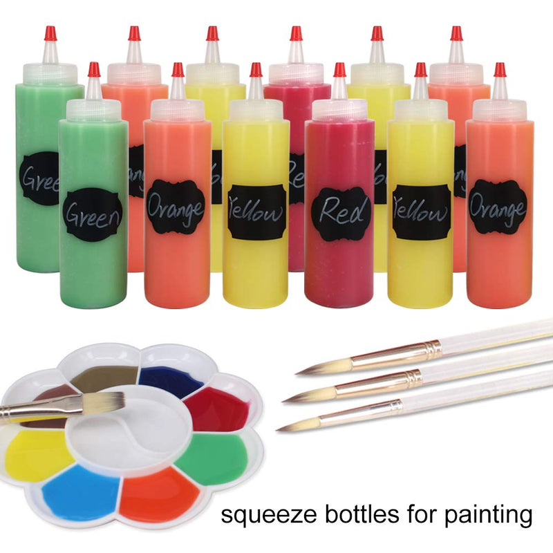 [Australia - AusPower] - Belinlen 12 Pack 8-Ounce Plastic Squeeze Bottles with Red Tip Caps and Measurement - Good for Crafts, Art, Glue, Multi Purpose Set of 12 with Extra 18 Chalk Labels 6 Red Cap and 1 Pen 8 ounce(12pack) 