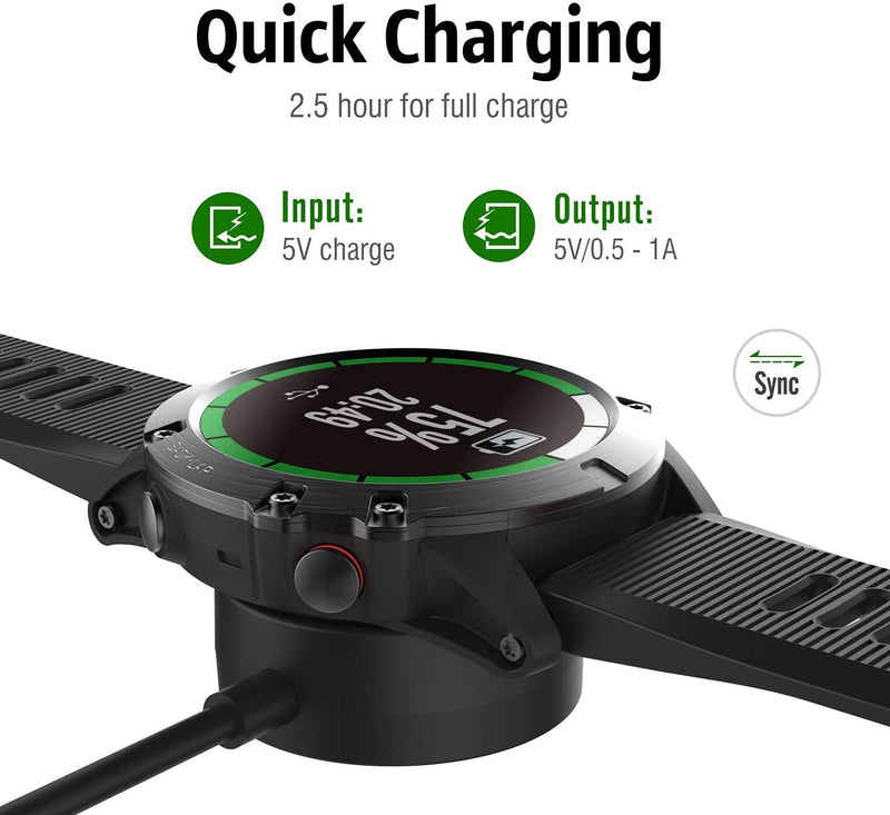 [Australia - AusPower] - Charger Compatible with Garmin Fenix 5/5S/5X, Fenix 6/6S/6X, Fenix 7/7S/7X Charger Charging Stand, Charging Dock Station Cradle Holder Accessory with 1m USB Cable for Vivoactive 3/4 Smartwatch 2Black 