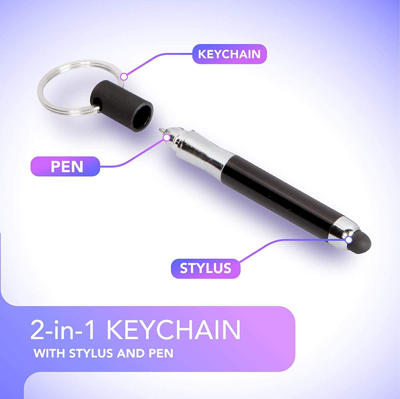 [Australia - AusPower] - zhinan 12 Pack Mini Stylus Keychain Pens,Keychain Stylus Pens,Portable Touch Screen Capacitive Stylus,2-in-1 Accessory., Silver，Black Black,Silver 