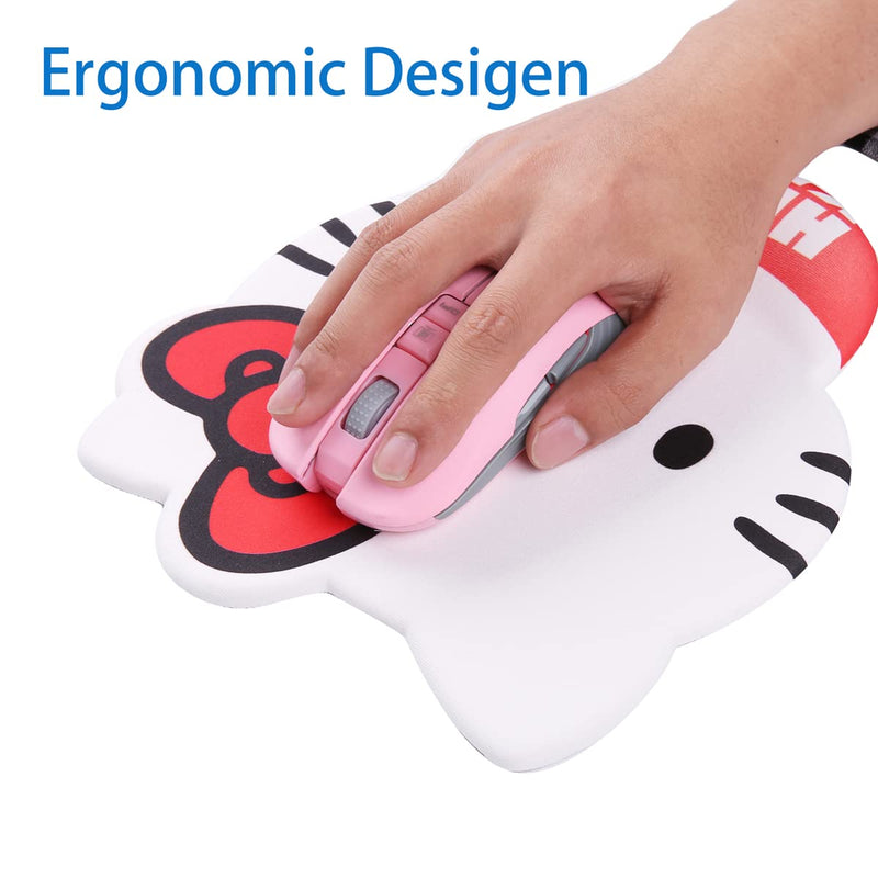 [Australia - AusPower] - Cute Hello Kitty Office Mouse Pad with Wrist Support Ergonomic Rest, Cute Office Supplies Desk Accessories Kawaii Mouse Pads for Office Home Soft Gel Mousepad with Non-Slip Rubber Base 
