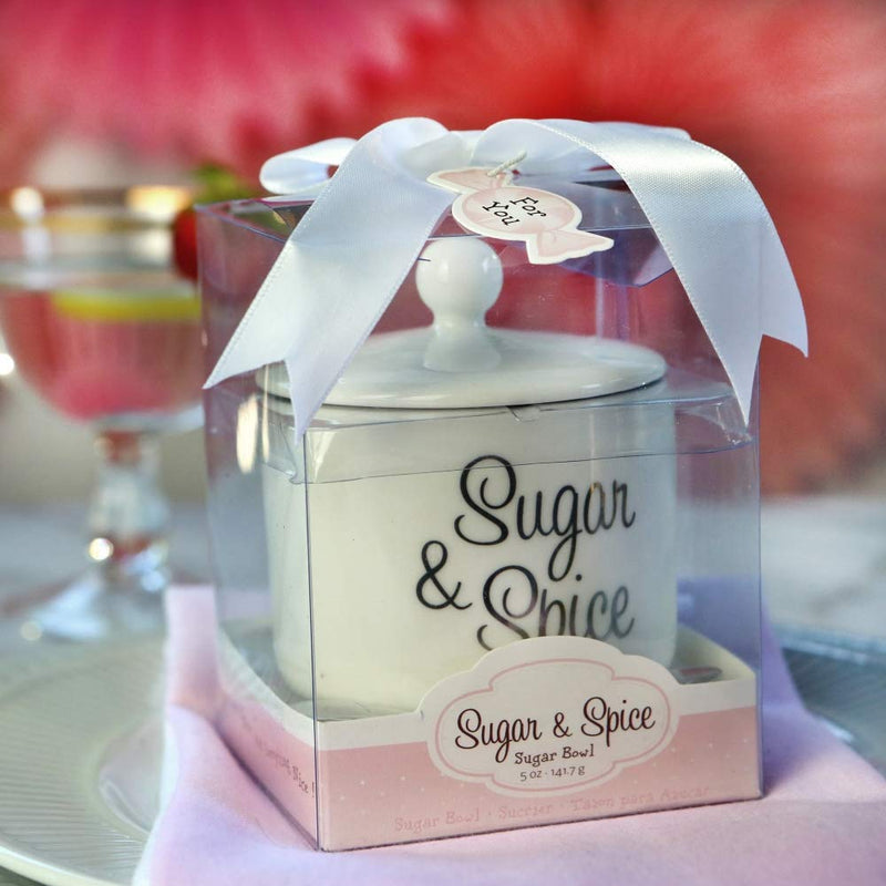 [Australia - AusPower] - Kate Aspen Ceramic Sugar Bowl, Spice and Everything Nice, White one size White & Silver 