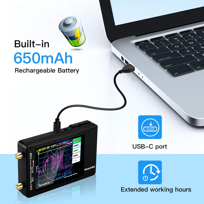 [Australia - AusPower] - NanoVNA-H REV3.4 Vector Network Analyzer,10KHz -1.5GHz HF VHF UHF Antenna Analyzer Portable VNA with SMA Adapter 