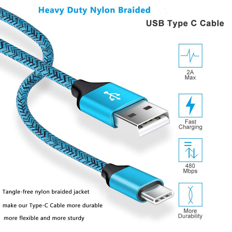 [Australia - AusPower] - USB C Cable,2-Pack 6ft AndHot Fast Charge Type C Charger Charging Cords for Samsung Galaxy S22 S21 S20 FE Note 20 S10 A13 A12 A20 A21 A51 LG Stylo 6 5 4 G8 G7 ThinQ Moto G Power/G Stylus/G7,Pixel 6 5 Blue,Purple 