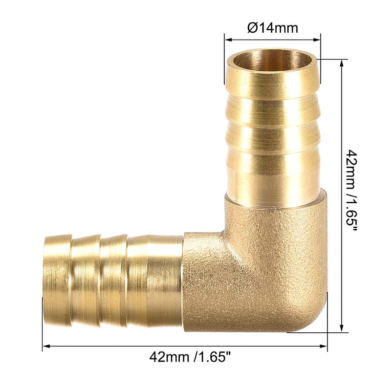 [Australia - AusPower] - uxcell 14mm Barb Brass Hose Fitting 90 Degree Elbow Pipe Connector Coupler Tubing 2pcs 
