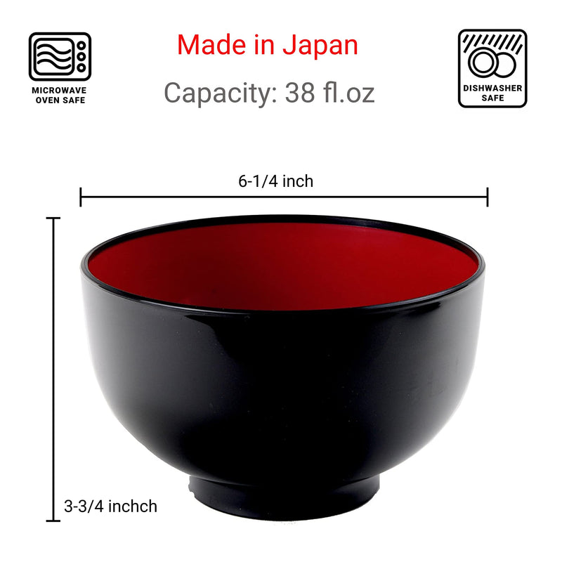 [Australia - AusPower] - JapanBargain, Japanese Plastic Soup Bowl for Ramen Udon Pho Noodle Poke Cereal Bowl Microwave and Dishwasher Safe, Made in Japan, Set of 2 
