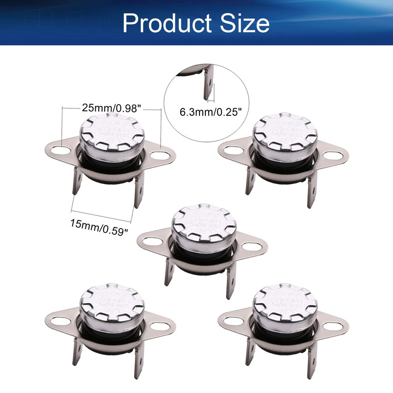 [Australia - AusPower] - Heyiarbeit 5Pcs KSD301 Thermostat 45°C/113°F 10A N.O Adjust Snap Disc Temperature Switch for Microwave, Oven, Coffee Maker 