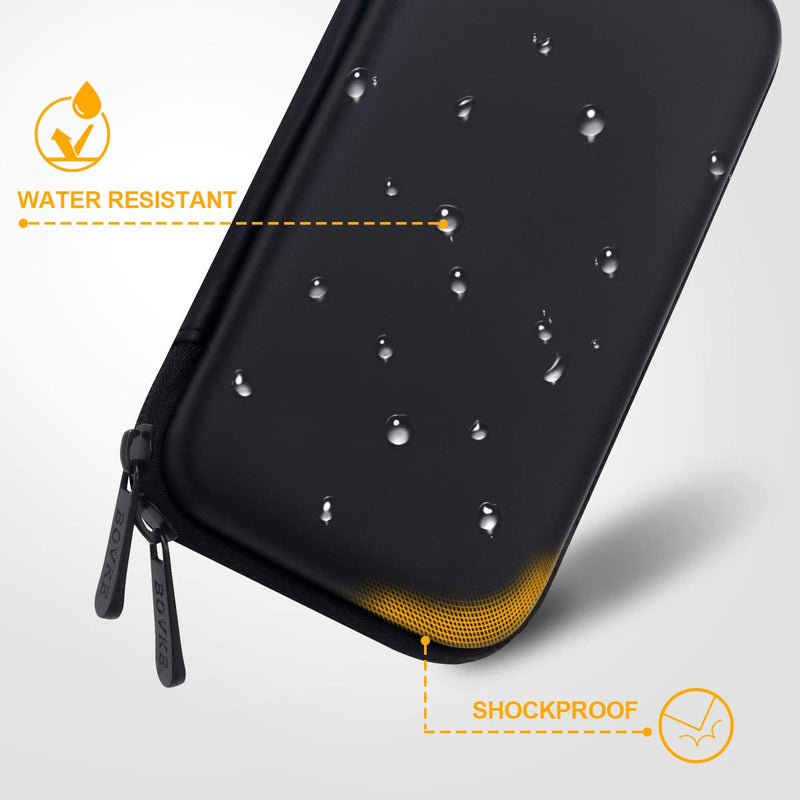 [Australia - AusPower] - BOVKE Carrying Case Hard Protective Case Impact Resistant Travel Power Bank Pouch Bag USB Cable Organizer for Earbuds, Cable Cords, Charger Adapter, Electronic Accessories Case Wallet, Black 