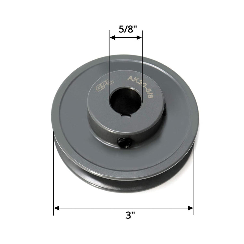 [Australia - AusPower] - QWORK Single Groove Web Sheaves, 3"OD 5/8"Bore V-Belt Sheave, A Belt Section, for V-Belt,AK30-5/8 5/8" Bore, 3" OD 1 Groove 