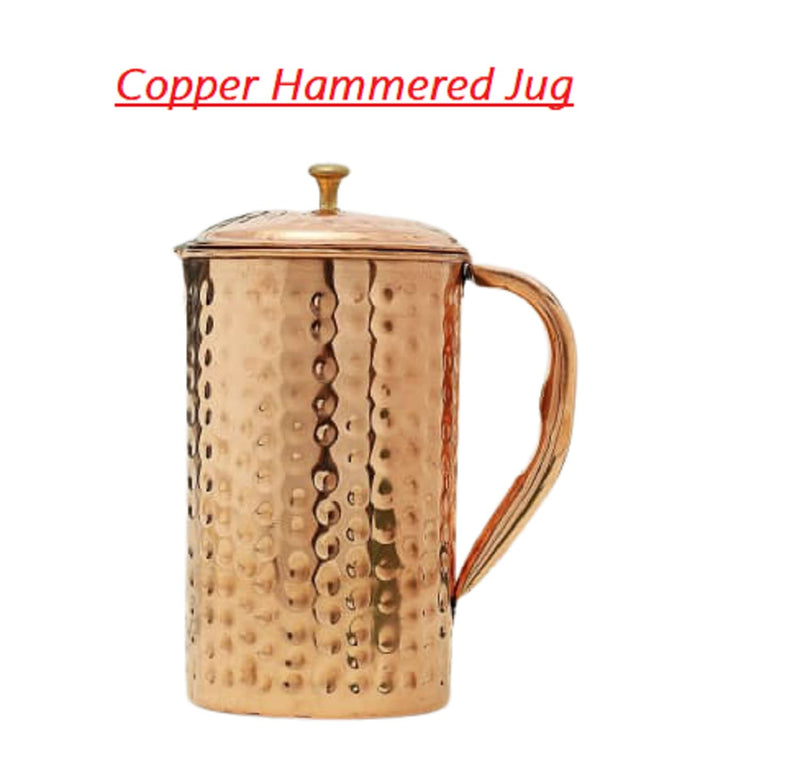 [Australia - AusPower] - RATNA Hammered Copper Jug Pitcher 1500ML Drinkware Ayurveda 