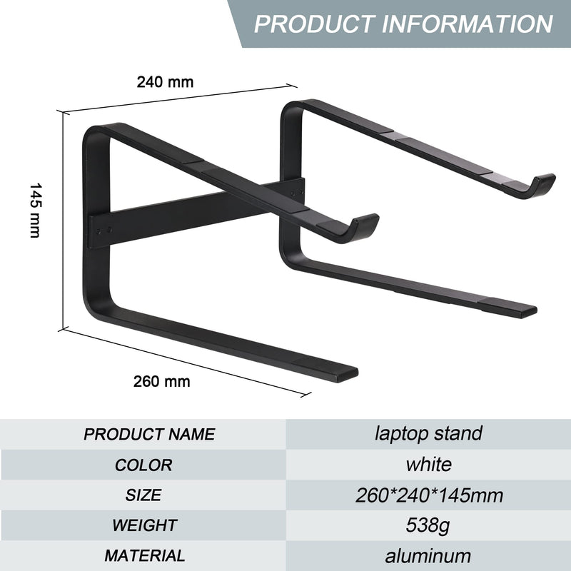 [Australia - AusPower] - Laptop Stand for Desk Notebook Computer Riser Aluminum Alloy Ergonomic Metal Holder Cooling Fixed Stands Compatible with Lenovo Asus HP MacBook Air Pro Dell XPS 10 to 18 Inch Black 
