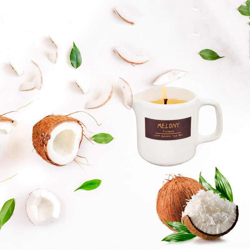 [Australia - AusPower] - MELONY Massage Candles Natural Edible Soy Lecithins Moisturizing SPA, Skin Treatment, Coconut , 2.82oz 
