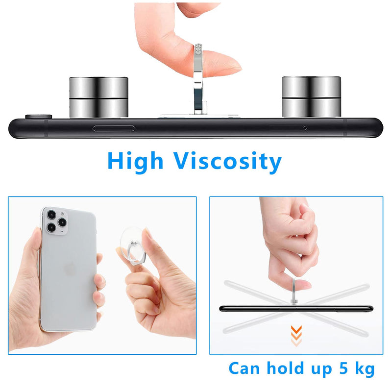 [Australia - AusPower] - Kinizuxi Cell Phone Ring Holder Stand 5 Packs Silver, Transparent Phone Ring Holder Finger Kickstand 360 Degree Rotation, Clear Phone Ring Grip Compatible with Various Mobile Phones, Tablet and Phone Cases(5Round) 