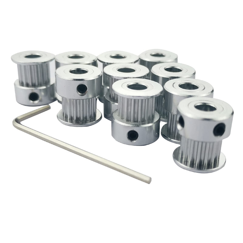 [Australia - AusPower] - 10 Pcs GT2 Pulley,16 Teeth 5mm Bore 6mm Width 16T Timing Belt Idler Pulley Wheel Aluminum with Llen Wrench for 3D Printer Timing Belt 6mm Belt 16 Tooth 5mm Bore 