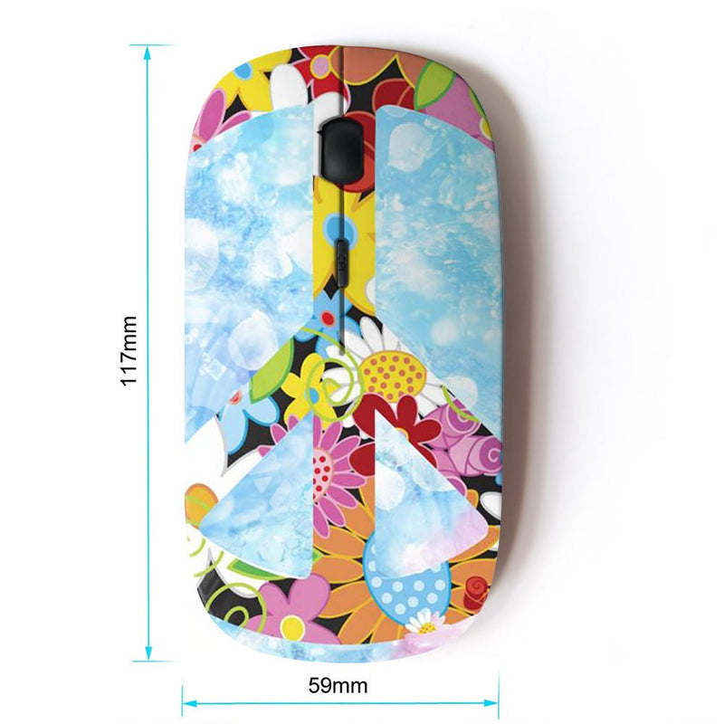 [Australia - AusPower] - KOOLmouse [ Optical 2.4G Wireless Mouse ] [ Peace Hippie Symbol Colorful Flowers Spring ] 