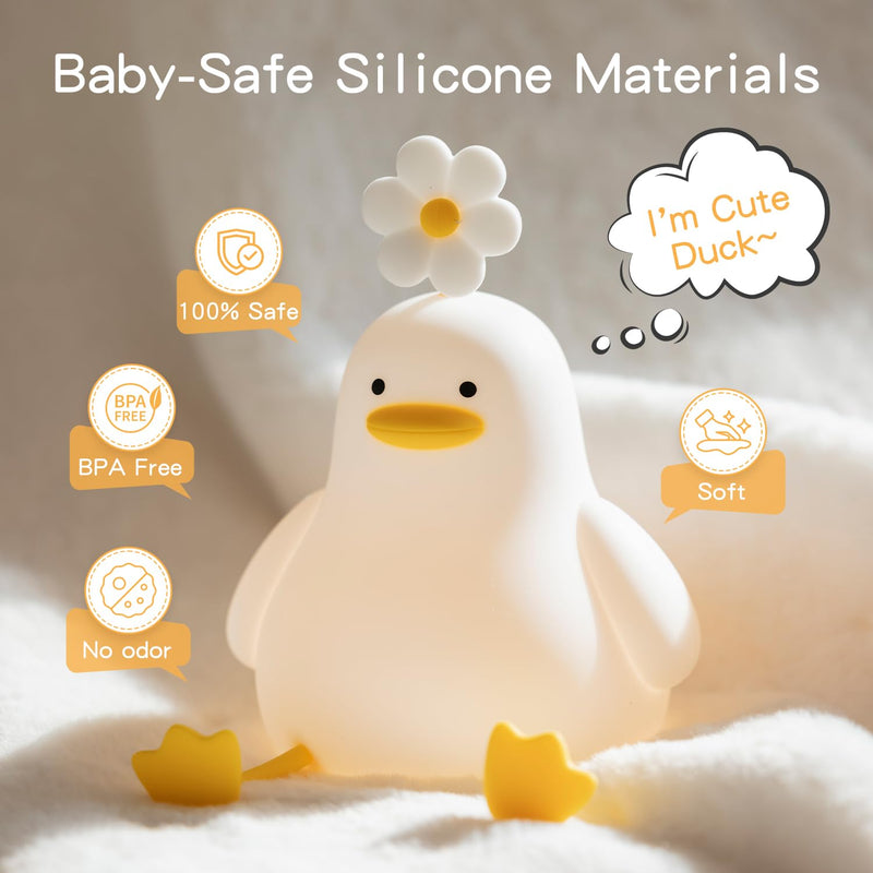 [Australia - AusPower] - KinYiLO Cute Duck Night Lights for Kids Toddler, Ambient Nursery Nightlight, Soothing Lamp for Baby Room/Bedroom/Bedside, Rechargeable Battery,30 Min Timer 