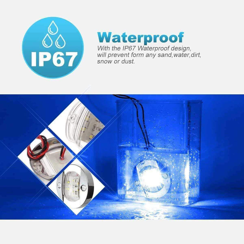 [Australia - AusPower] - Partsam 4Pcs 3" Inch Round Chrome Marine Clear Lens Blue LED Transom Mount Stern Anchor Navigation Lights IP67 Waterproof,Round Boat Marine Lamps 6-2835-SMD,Boat LED Stern Lights 12V 