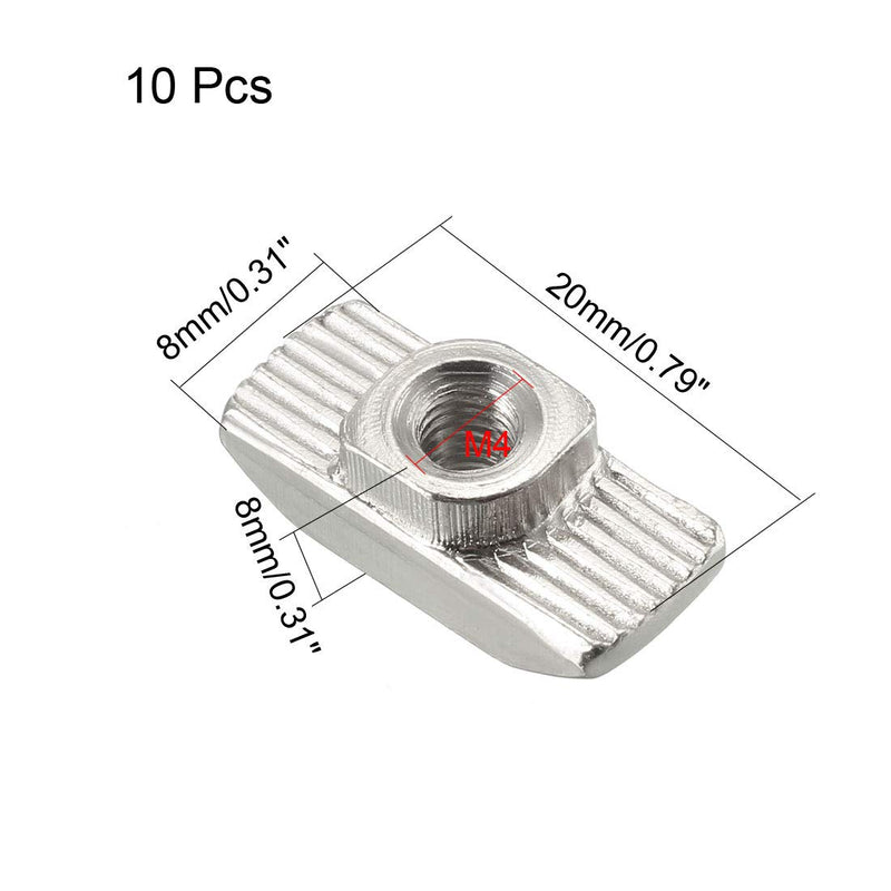 [Australia - AusPower] - uxcell Sliding T Slot Nuts, M4 Half Round Roll in T-Nut for 4040 Series Aluminum Extrusion Profile, Carbon Steel Nickel-Plated, Pack of 10 