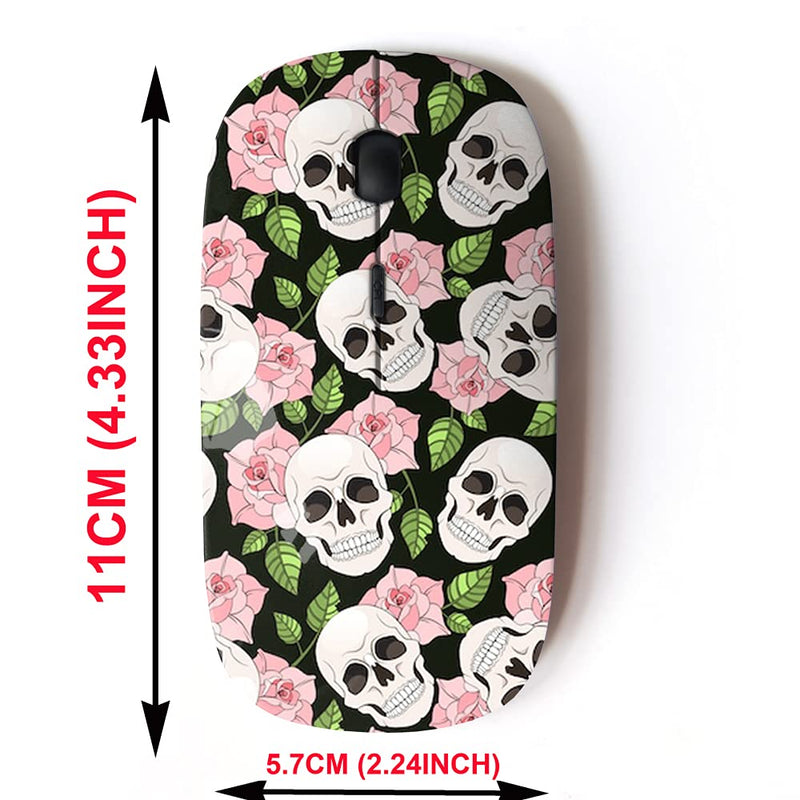 [Australia - AusPower] - 2.4G Wireless Mouse with Cute Pattern Design for All Laptops and Desktops with Nano Receiver - Gothic Roses Skulls 