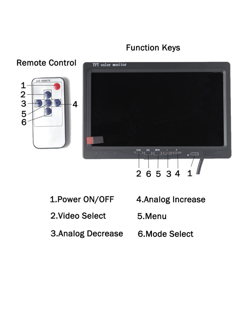 [Australia - AusPower] - HD Car Monitor Padarsey 7" HD 800×480 LED Backlight TFT LCD Monitor for Car Rearview Cameras, Car DVD, Serveillance Camera, STB, Satellite Receiver and Other Video Equipment 