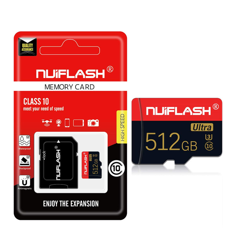 [Australia - AusPower] - Micro SD Card 512GB Memory Card with A SD Card Adapter Class 10 TF Card High Speed Memory Card for Camera Tachograph Tablet HHJ-512GB 