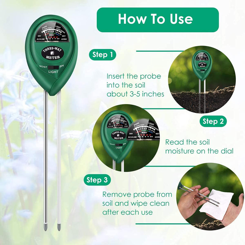 [Australia - AusPower] - Soil PH Meter, Quick and Easy Operated Three-in-One Soil Tester, Soil Moisture Meter, Plant Water Monitor, Soil Hygrometer Sensor for Gardening, Farming, Indoor and Outdoor Plants 
