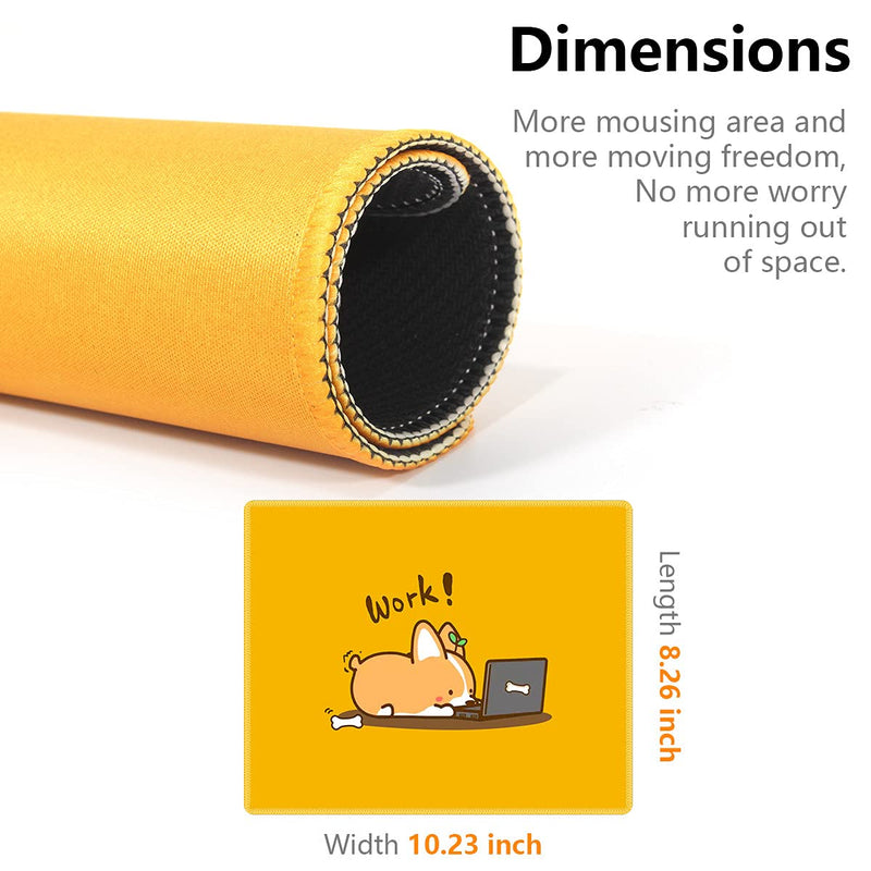 [Australia - AusPower] - Gaming Mouse Pad with Nonslip Rubber Base|Comfy, Foldable Mat for Desktop, Laptop, Keyboard, Rectangle Mouse Pad with High Resolution Enjoy Precise & Smooth Operating Experience by Qisan(Work Corgi) Yellow -Work Corgi(Rectangle standard) 
