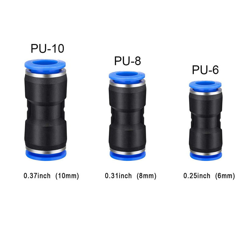 [Australia - AusPower] - 80Pcs Straight Push in Connectors Quick Release Pneumatic Connectors Air Line Quick Connect Fittings Kit for 1/4 5/16 3/8 1/2 inch Tube OD 