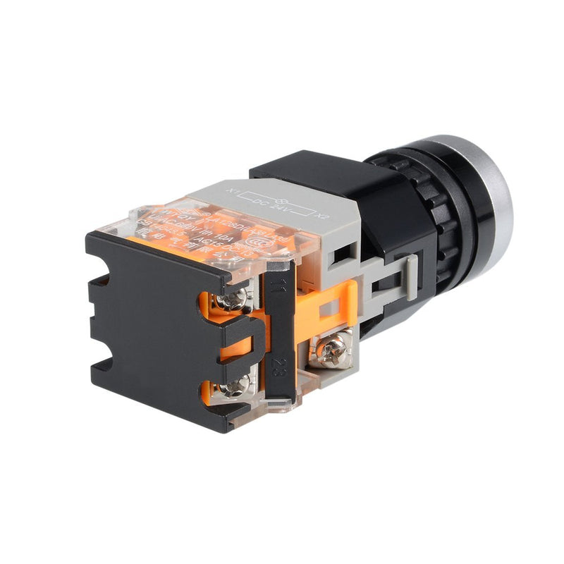 [Australia - AusPower] - uxcell 22mm Momentary Push Button Switch Green Round Button DPST 1 No 1 NC Light 24V 