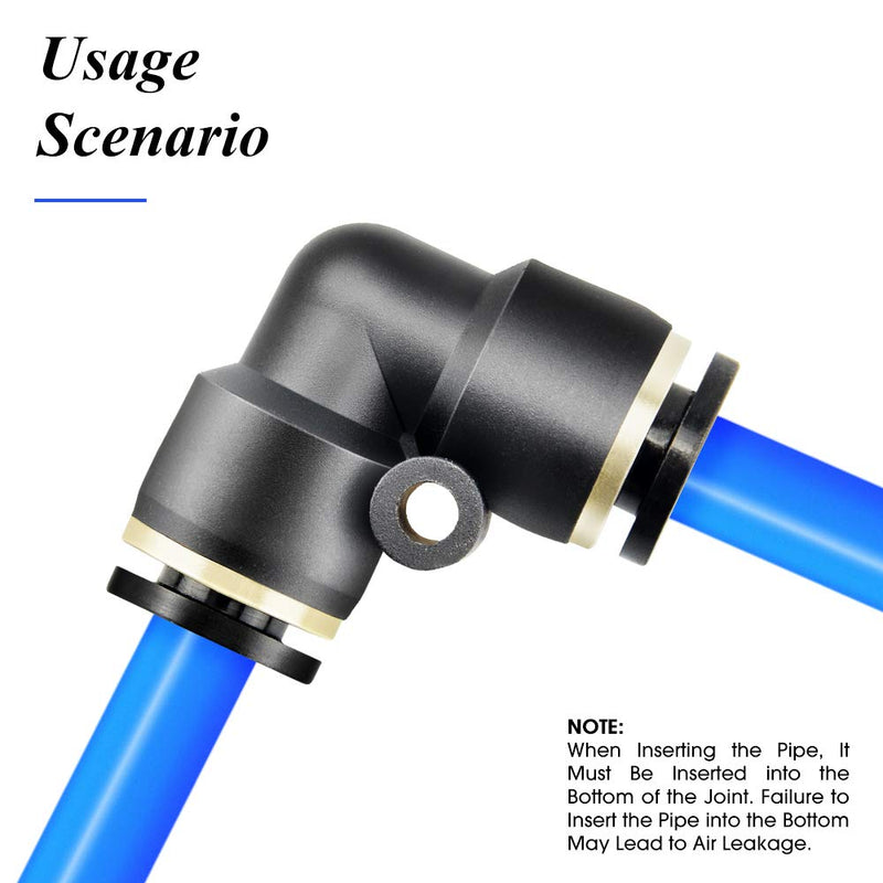 [Australia - AusPower] - TAILONZ PNEUMATIC Black Elbow 1/4 inch Tube OD Push to Connect Tube Fittings Push Lock PV-1/4 (Pack of 10) 1/4"OD 