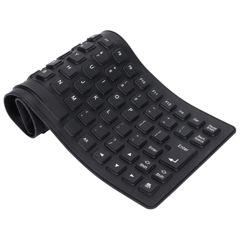 [Australia - AusPower] - Roll-up Silicone Keyboard, Fully Sealed Silent Soft Keyboard Lightweight Portable USB Wired Keyboard 85 Keys Foldable Waterproof Flexible Keyboard(Black) black 