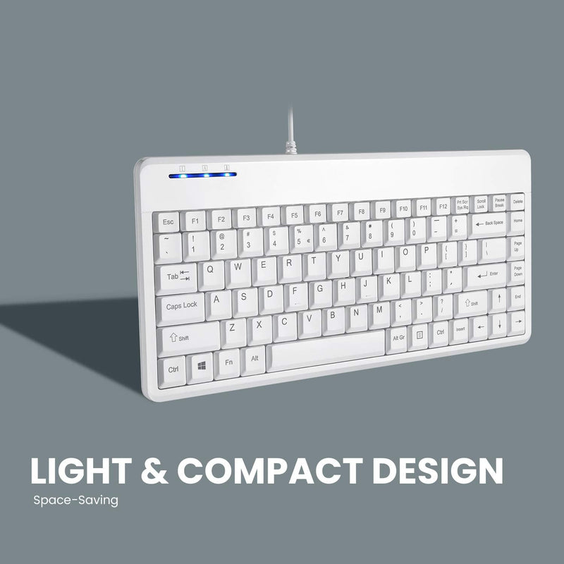 [Australia - AusPower] - Perixx PERIBOARD-409WU US, Wired USB Mini Keyboard - White - US English 