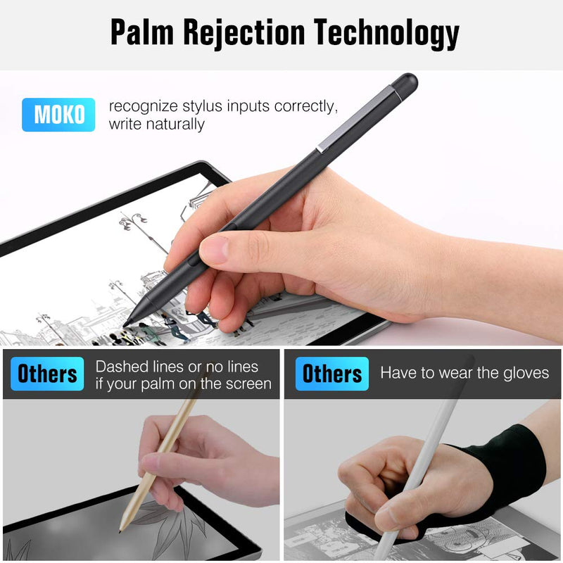 [Australia - AusPower] - MoKo Stylus Pen for Surface, Palm Rejection 4096 Pressure Sensitivity Surface Stylus Supporting 600hrs Playing Time Compatible with Surface Pro X/7/6/5/4/3, Surface Go, Surface Book, Surface Laptop 