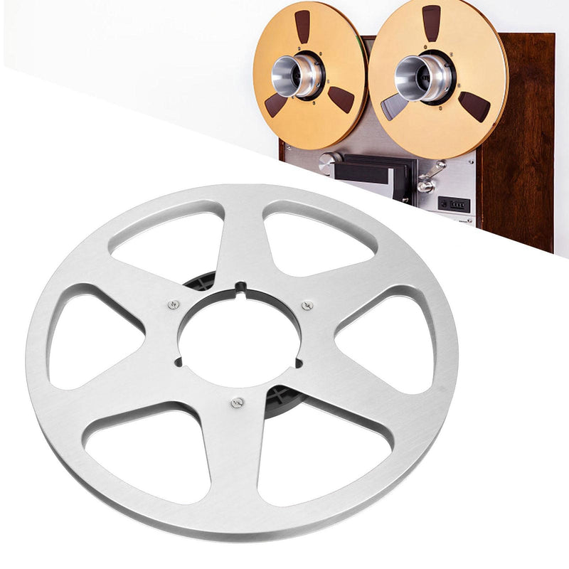 [Australia - AusPower] - 1/4 10.5 Inch Empty Takeup Reel, 6 Hole Open Reel Audio Aluminum Alloy Takeup Reel, Universal Opening Machine Parts for 1/4in Tape (Silver) Silver 