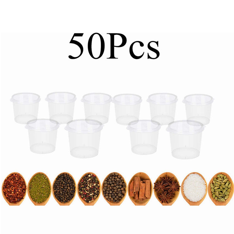 [Australia - AusPower] - Yosoo 50 Pcs Plastic Disposable Portion Cups,1-Ounce Souffle Cup with Lids,Leak-Proof Clear Thicken Storage Container Storage Box Slime 