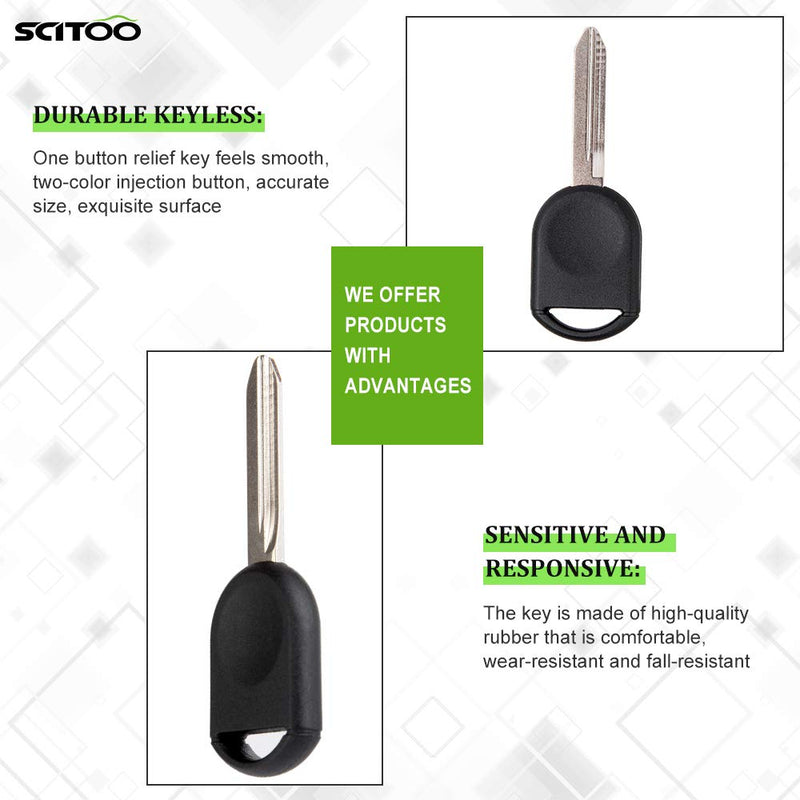 [Australia - AusPower] - SCITOO 2pcs Compatible with New Replacement Uncut Ignition Key Transponder Blank fit 04-08 for Ford for F-150 for Escape for Fusion for Mustang FCC H84-PT * 2 pcs 