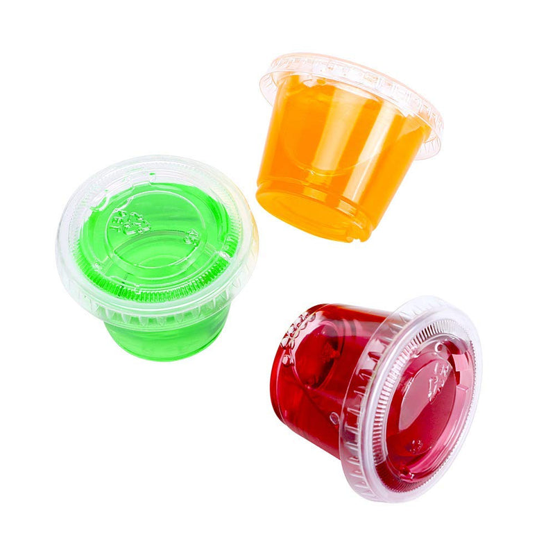 [Australia - AusPower] - TashiBox 200 Sets of 1oz Disposable Plastic Jello Shot Cups with Lids, Souffle Portion Container, 1 ouncec Clear 