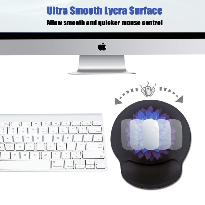 [Australia - AusPower] - Ergonomic Mouse Pad with Wrist Support,Dooke Cute Wrist Pad with Non-Slip Rubber Base for Computer, Laptop, Home Office Gaming, Working, Easy Typing & Pain Relief Purple Flowers 