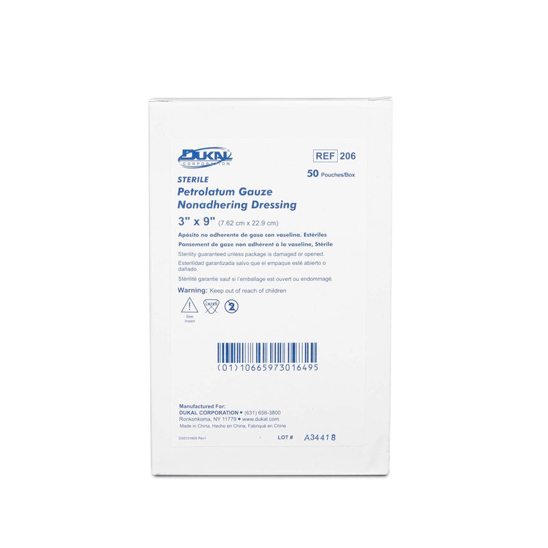 [Australia - AusPower] - Dukal Petrolatum Gauze, Sterile, 3" W x 9" L (Box of 50) (206) 