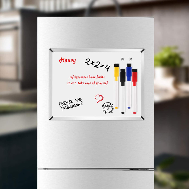[Australia - AusPower] - White Board Small, Dry Erase Board for Kids, Double Sided, 11 x 14 Inches, Magnetic Whiteboard with 6 Markers, 2 Magnet pins, 4 Tapes and 1 Stand… 11"X14"with Stand 