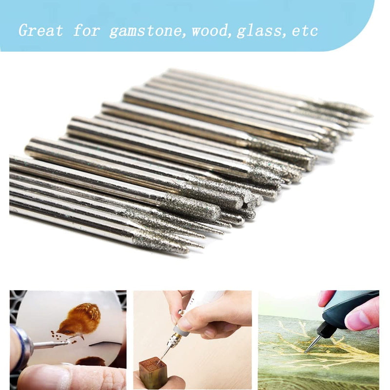 [Australia - AusPower] - Luo ke 30Pcs Various Shape Diamond Burr Stone Carving Bits Set For Dremel Rotary Tool 