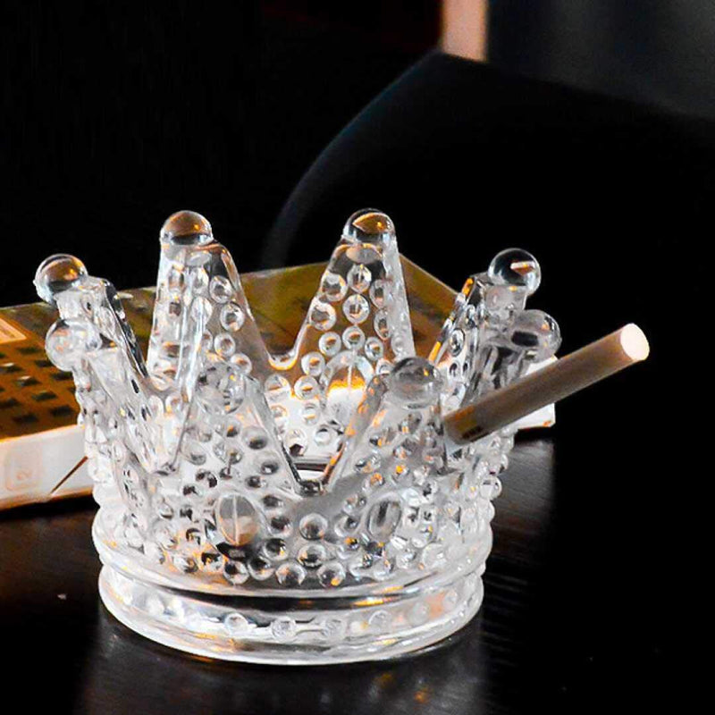 [Australia - AusPower] - ZKKD Glass Crown Ashtray,Creative Desktop Smoking Ash Tray Home Office Decoration (Transparent Crystal Glass) 