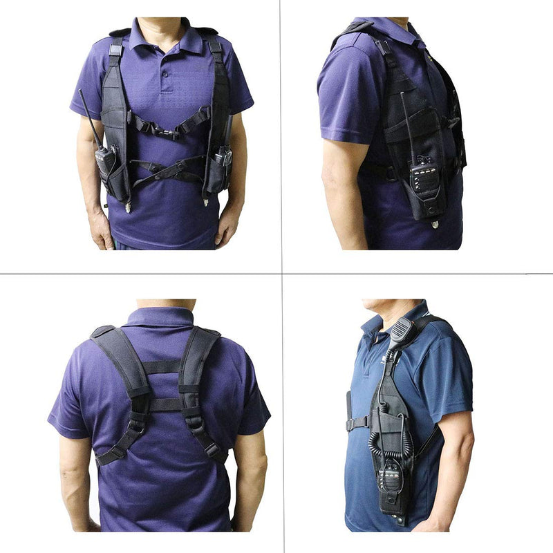 [Australia - AusPower] - GoodQbuy Universal Double Radio Shoulder Harness Chest Rig Bag Pocket Pack Holster Vest for Two Way Radio Rescue Essentials(Vest Harness) 