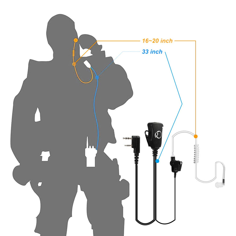 [Australia - AusPower] - Radioddity E002 Walkie Talkies Air Acoustic Earpiece Adjustable Volume Headset Compatible with Baofeng UV-5R BF-888S BF-F8HP Radioddity GA-2S GA-5S R2 Kenwood Two Way Radio (1 Pack) 