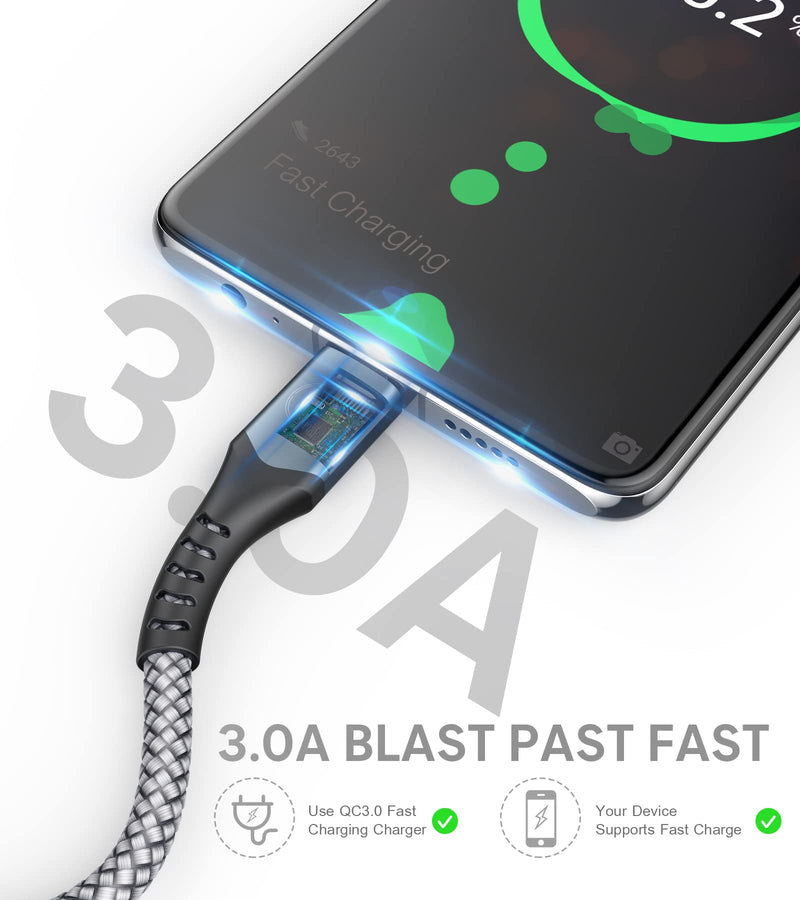 [Australia - AusPower] - 60W USB-C to USB-C Cable 3.3ft, Sweguard Type C Charger Braided Cord Compatible with Samsung Galaxy S22 Ultra S21 S20 Note 20 10,S10 S9 S8,Google Pixel 6 5a MacBook Air/Pro 13'',iPad Pro/Air 2020-Grey grey 
