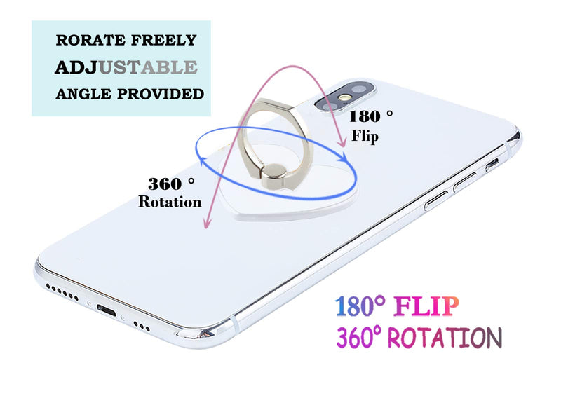 [Australia - AusPower] - lenoup Transparent Heart Cell Phone Ring Holder Kickstand,360 Rotation Clear Heart Cell Phone Finger Ring Grip Stand for Phones,Pad 