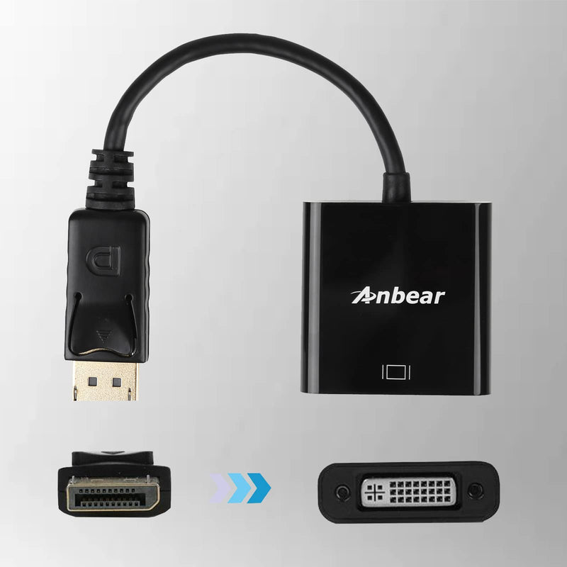 [Australia - AusPower] - DisplayPort to DVI Adapter,Anbear Display Port to DVI-D Adapter (Male to Female) Compatible with Computer,Desktop,Laptop,PC 1 Pack 