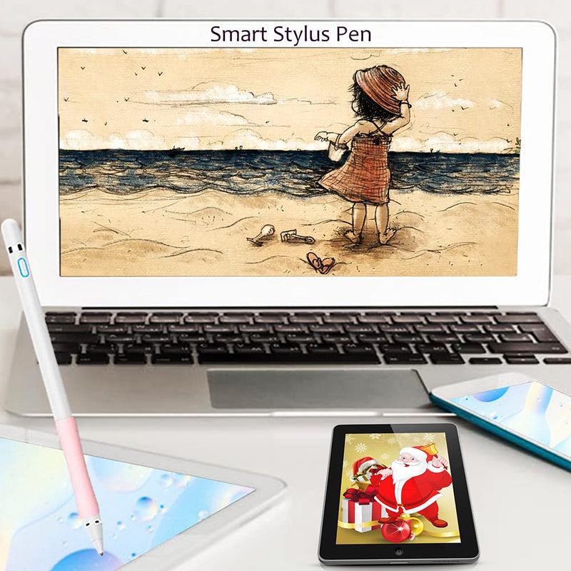 [Australia - AusPower] - Active Stylus Pen for ipad, DOGAIN Stylus for Touch Screens, Digital Stylist Pencil, Compatible with iOS/Android, 1.5mm Fine Point Stylus for Tablet Drawing Writing(White) stylus-pink grip 