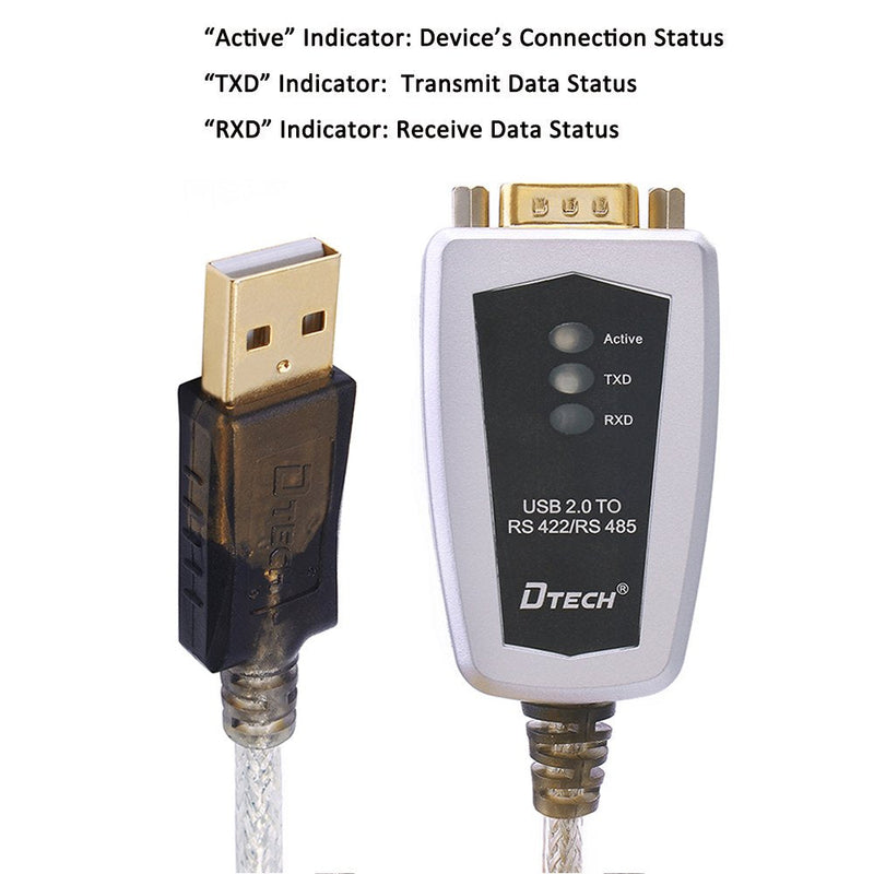 [Australia - AusPower] - DTECH USB to RS422 RS485 Serial Port Adapter Cable with FTDI Chipset 5 Position Terminal Board for Windows 11 10 8 7 XP Mac (4 Feet) 