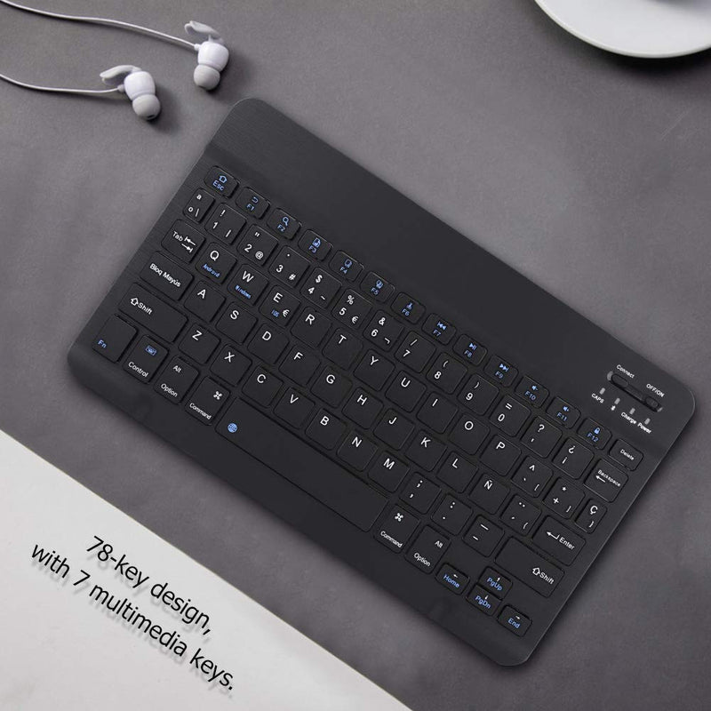 [Australia - AusPower] - 78Key Spanish Wireless Keyboard,Multifunctional Ultra Slim Spanish Wireless Bluetooth Keyboard,Mini Portable Wireless Bluetooth 3.0 Spanish Keyboard Touchpad,for iOS/Microsoft/Android 